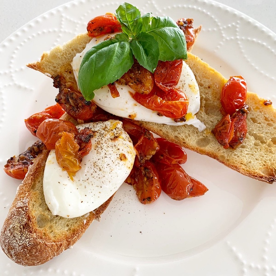 Poached Eggs with Cherry Tomato Truffle Sauce